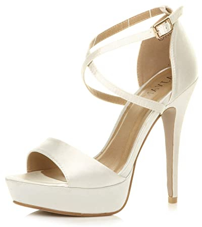 AJVANI Donna tacco alto fibbia cinturini incrociati scarpe punta aperta sandali numero 6 39