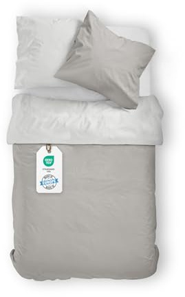 BLUE MOON Mako Ropa de Cama – Juego de Cama de satén 100% algodón, 1 Funda nórdica de 140 x 200 y 1 Funda de Almohada de 70 x 90 – Sábanas Reversibles para Cama de 2 Personas