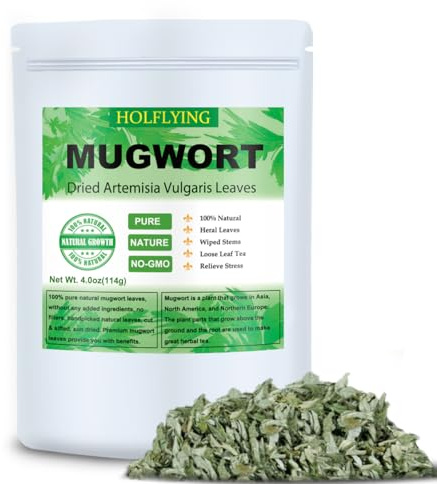 Dried Mugwort Leaves, 4oz(114g), Natural Artemisia Vulgaris Herb Loose Leaves, 100% Natural Mugwort Tea, No Gmo