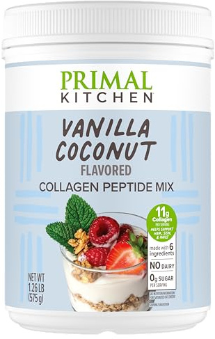 Primal Kitchen Vanilla Collagen Fuel® Drink Mix, Vanilla Coconut Collagen Peptides, No Dairy or Artificial Sweeteners, 20 Ounces