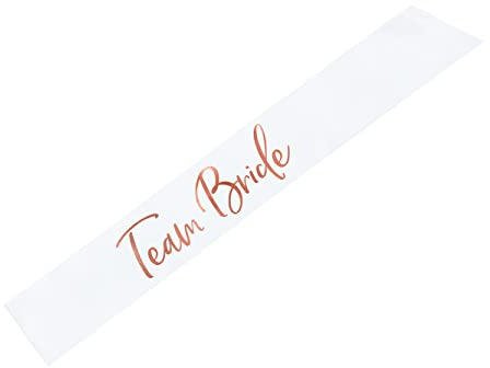 PartyDeco Schärpe Team Bride Satin einzeln 10x75cm Junggesellinnenabschied JGA Frauen Deko Accessoires weiß