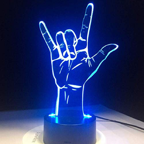 3D Illusion I Love You Sign Language LED Hologram Night Light USB Operation Romantic Valentine's Day Party Decoration