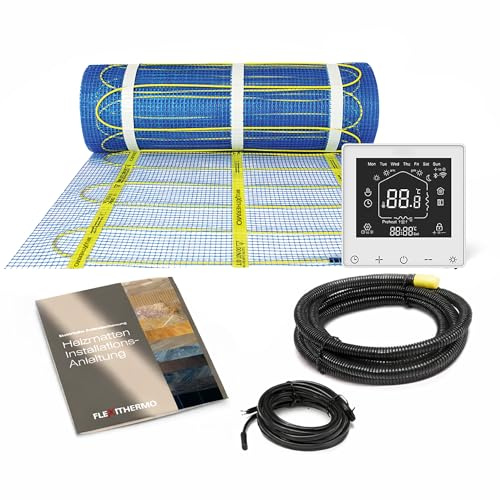 Flexithermo™ Standart kit suelo radiante eléctrico, calefacción por suelo radiante I suelo calefactable incl. termostato digital con programa semanal, potencia calorífica 150 W/m² (32,0m x 0,5m; 16m²)