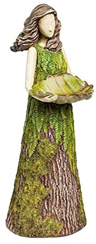 Figurines de fées, avec mangeoire à oiseaux, ornements de jardin, fées de fleurs, figurines de fées, jardin féérique, statue de jardin décorations en plein air, vert, Moderne