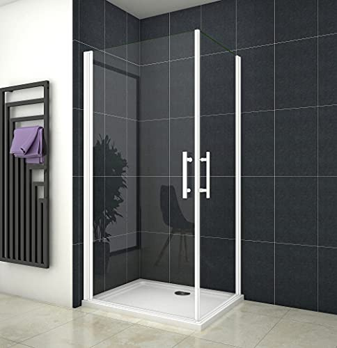 Acezanble Duschkabine 100x100cm Duschabtrennung Eckeinstieg Duschtür Dusche mit 5mm ESG Sicherheitsklarglas H185cm