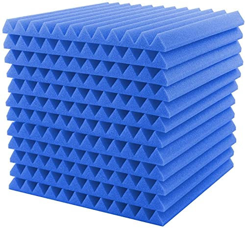 12 Piezas Aislante Acustico, Espuma Acustica,30 x 30 x 2,5 cm Paneles Absorbentes Acusticos para Podcasting, Estudios de Grabación, Oficinas (Azul)