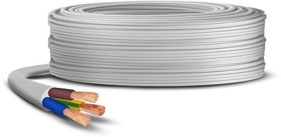 PRIMES DIY 3 Core 3183Y Round Flexible PVC Mains Electrical Power Cable | Top Quality, BASEC Approved, H05VV-F, 300V/500V, Max 15A, Black, For Domestic & Light Commerical Use