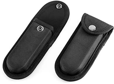 QWORK® 2 Pcs Oxford Cloth Sheath with Snap Closure for Folding Blade Pocket Knife up to 5 Inch Black