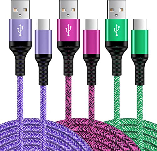 USB C Charger Cable Type C, 6FT 3Pack Type C Samsung Fast Charger Cable, USB C Cable Lead for Samsung Galaxy S25 Ultra S24 S23+ S22 S21 S20 A13 A14 A15 A16 A17 A24 A25 A52 A53 A54 A55 5G, iPhone 16 15