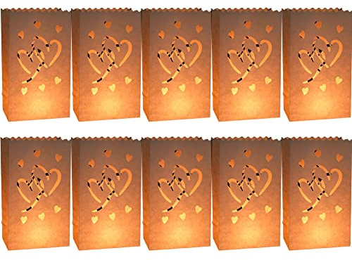 10 Stück Kerzentüten Papierlaternen Teelicht Kerze Taschen Resistent Kerzen Tüte LED Kerzen Lichttüten Candle Bags für Hochzeit Party Dekoration