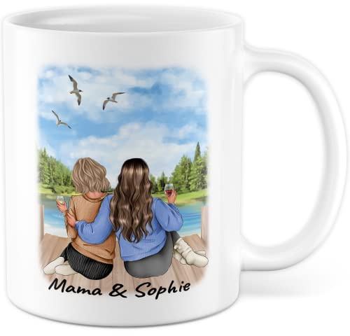 Tazza per la festa della mamma, personalizzabile, con nome, idea regalo, mamma, figlia, tazza da caffè (bianco)