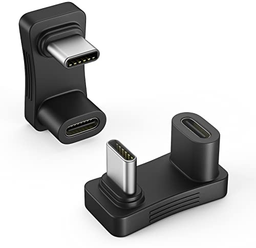 MoKo 180 Grad Winkel USB C Adapter 2 Stück, U-Form Typ C Abgewinkelter Adapter mit PD 100W Schnellladung 10Gbps, USB-C-Stecker auf USB-C-Buchse Extender für Steam Deck, Switch, Laptop, Tablet, Handy