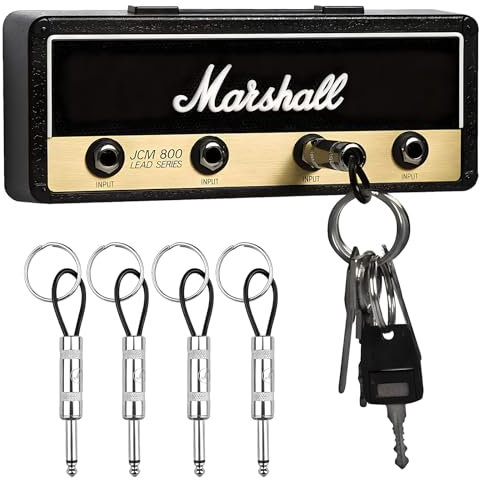 HomeDejavu Schlüsselbrett Schlüsselhalter,Schlüsselhalter Wandmontage,Wandmontage Jack Rack 2.0 JCM800 Gitarre Schlüsselanhänger Haken Halterung für Schlüssel Haus Befestigung mit 4 Gitarrenstecker