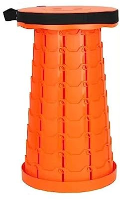 ZERVA Tragbarer Teleskophocker, höhenverstellbarer Campinghocker, tragbarer, Leichter Outdoor-Campingsitz for Camping, Angeln, Wandern, Reisen(Color:Orange)