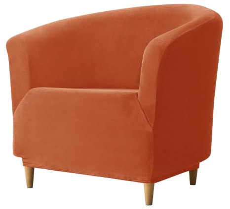 ZRCYXDW Samt Club Chair Schonbezug, Elastisch Tub Chair Cover Weicher Rutschfester Verschleißfest Sesselhusse Maschinenwaschbar Für Wohnzimmer-Orange Rot-1 Stück