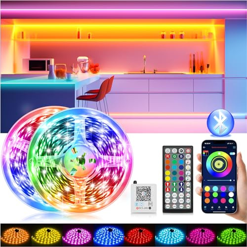 Luces LED Habitación, Tira LED 30 Metros, Tiras LED RGB Control de Remoto y App 16 Milliones de Colores LED Strip lights, Sincronización Musical Bluetooth, Luces de Tiras Led Para Fiesta Hogar TV Bar