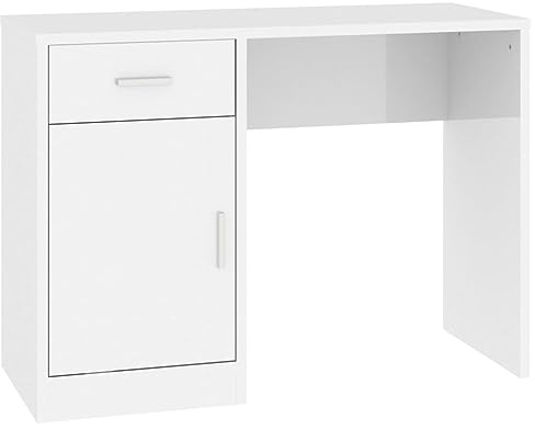 vidaXL Schreibtisch Bürotisch Arbeitstisch Computertisch PC Tisch Holztisch Büromöbel Laptoptisch mit Stauraum Hochglanz-Weiß 100x40x73cm