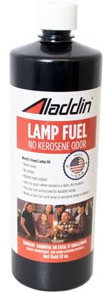 Aladdin Clear Lamp Oil Fuel - Kerosene Alternative Clean Burning Odor Free for Indoor/Outdoor Flat Wick Lanterns, Lamps and Tiki Torches, 32 Ounce