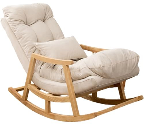 YVYKFZD Gepolsterter Schaukelstuhl, Schaukelsessel mit hoher Rückenlehne, bequemer Schwingsessel, für Wohnzimmer, Hotel, Schlafzimmer, Büro, Tragfähigkeit 150 kg (Color : Beige)