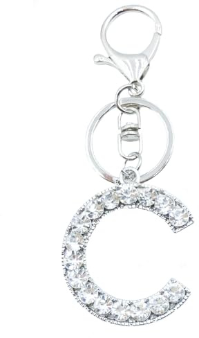 Xsclpomddy Alphabet Buchstaben Schlüsselanhänger Niedlich Schlüsselanhänger Glitzersteine Silber. Keychain für Tasche Charme