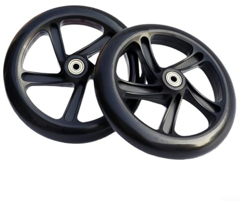 Ruedas silenciosas de poliuretano para scooters, carros, patines de ruedas, perfectas para varios tamaños (125 mm x 24 mm, negro)