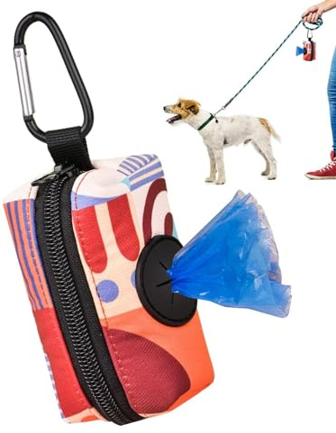 Kotbeutelhalter für Leinen, Hundekotbeutelspender - Hundekotbeutelhalter mit Grafikdruck - Tragbarer Rollenhalter für Hundekotbeutel, Hundekotbeutel für Reisen, Wandern im Freien