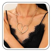 Inilbran Punk Chunky Link Chain Necklace Chunky Heart Necklace Choker Thick Heart Pendant Necklace Large Heart Necklace Chain Gothic Chunky Chain Necklace for Women