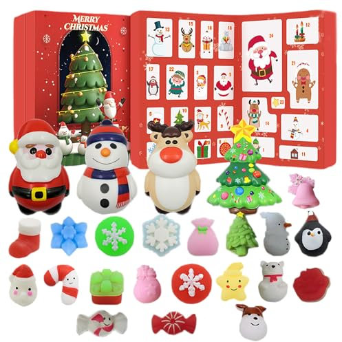 Adventskalender 2024, 24 Tage entzückende Squish Toy Weihnachten Countdown -Kalender, Relief Stress Kids Advent Kalender 2024 für Mädchen Jungen Kinder Erwachsene Geschenke, Adventskalender 2024, Wei