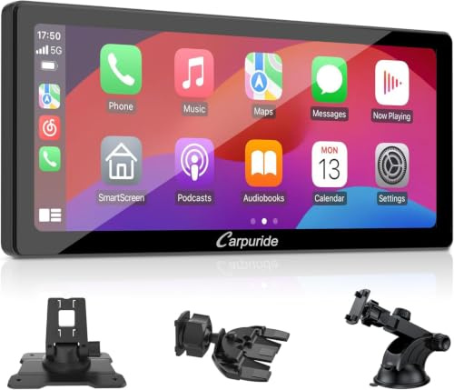 CARPURIDE W103 Pro CarPlay Display Android Auto Bluetooth Transmission | 10.3 1080P Touchscreen mit Rückseitige Kam, Mirrorlink, Dual Bluetooth, GPS, Siri, FM und Android Auto für Auto und LKW