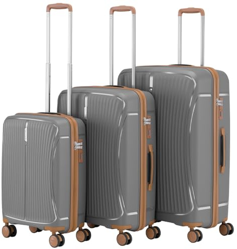 PROVITERA Set 3 Valigie Rigide in ABS, Valigia Rigida 38-59 - 90 Litri, Manico Telescopico, Ruote Easy Roll, Trolley Resistente e Leggero da Viaggio, Bagaglio a Mano (Grigio Chiaro)