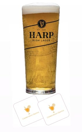 Celebration Spirits Harp Lager Pint Glass | 2X Beer Mats