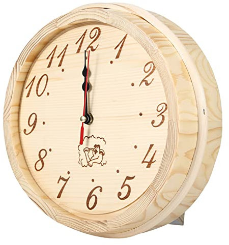 Akozon 23cm Sauna Wood Wall Clock - Handcrafted, High-Temperature & Moisture Resistant - for Home or Spa Decor