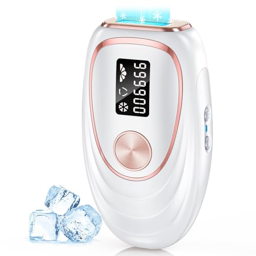 Oreeth IPL Laser Hair Removal Device for Women & Men - Home 45°F Ice-Cooling Contact for Painless & Long-Lasting Results, 86% Hair Reduction in 3 Weeks for Full Body & Bikini Line, Off White