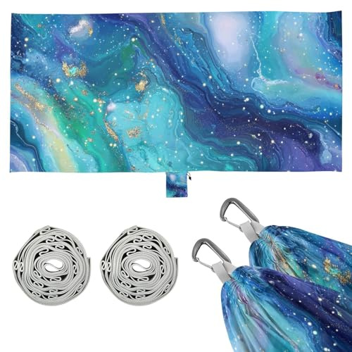Lila Blau Galaxy Sternenwellen Outdoor Hängematte mit Portabl Tragetasche Baumhängematte für Terrasse Hinterhof Lounge Basis