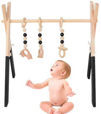 Zegaqae Turnhallenrahmen aus Holz - Holzrahmen bastelt Kleinkinder-Fitnessspielzeug - Spielzeug für die frühe Entwicklung für Kinderzimmer, Neugeborenenzimmer, Wohnzimmer, Zentrum für frühkindliche