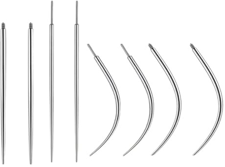 TEOZBLU 8pcs Einführhilfe Piercing Set Piercing Nadel Piercing Taper Insertion Chirurgenstahl 16g/18g Edelstahl Piercing Wechselhilfe Zum Gewindelosen/Gewinde Einschieben Von Tragus Lippe Nase Knorpel