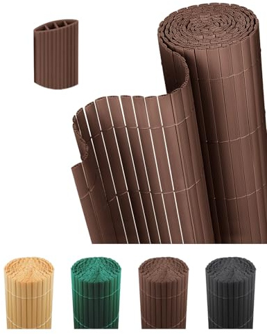 paramondo Estera de PVC Estándar Valla, Privacidad de Balcón y Pantallas, Triple Refuerzo, Cañizo Ocultacion Balcon Protección para Jardín, Terraza, Resistente a la Intemperie, 80 x 500 cm, Marrón