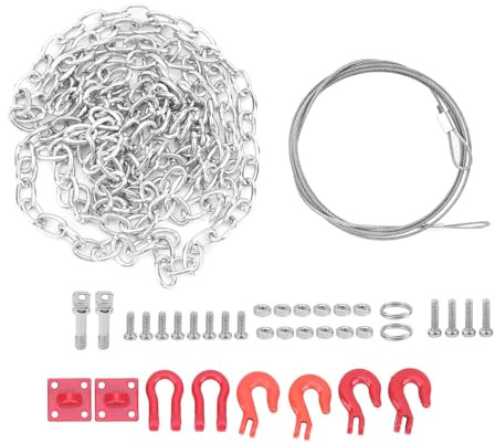 LUCKDANO Scale Ratchet Straps RC Car Universal Buckle Trailer Chain & Rope Set | Metal Accessories for /10 RC Cars Including Axial SCX10 D90