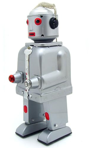 AYUNJIE Retro Wind Up Toy MS645 Mr. Tin Robot Creative Tin Toys Crafts Vintage Collectible Kids Gift (silver)