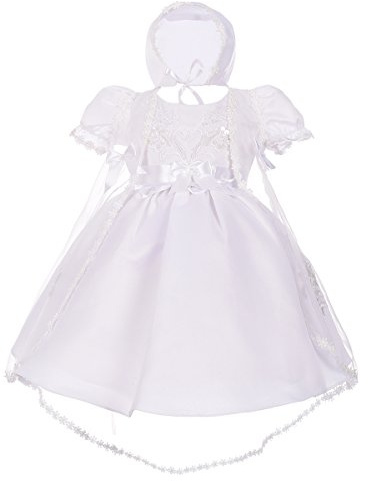 Lito Angels Vestidos Blanco de Bautizo para Bebe Niñas Ropa de Perlas Bordadas con Capa y Bonete Capó para Bautismo Tamaño 3 a 6 Meses