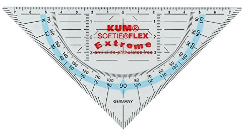 KUM AZ225.07.19-T - Geometriedreieck 262 Softie Flex Extreme, 16 cm, flexibles Material, Tuschenoppen, 1 Stück