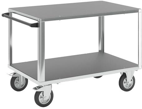 eurokraft | Montagewagen | Tragfähigkeit 1000 kg | 2 Ladeflächen aus Siebdruckplatten | Ladefläche 1250 x 800 mm | Gestell verzinkt