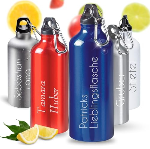 Personalisierte Trinkflasche 600 ml - auslaufsichere Sportflasche in Blau | auslaufsicher, Fitness, Gym, Sportflasche, Wandern, Fahrrad, Schule, Arbeit, personalisierte Geschenkidee, spülmaschinenfest