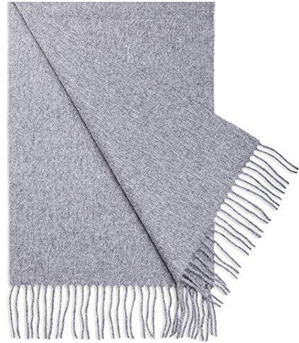 Naxdawon 100% Pure Kaschmir Schal leichte Soft klassische Kaschmir Schal Tücher Tassel für Frauen und Männer 63 * 11.8inches (Grau)