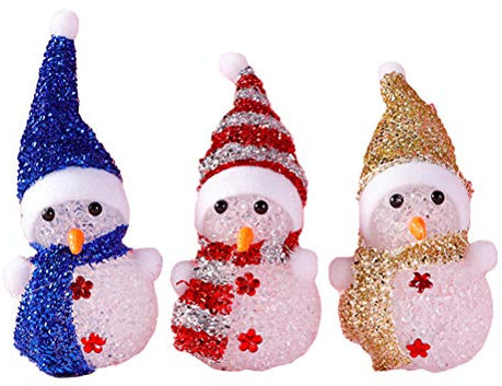 Solustre 3 StüCk Led Schneemann Nachtlicht Weihnachtsdeko Innen Acryl Lampe Beleuchtete Weihnachtsfiguren Stimmungslicht Fensterbank Deko Winter Geschenk