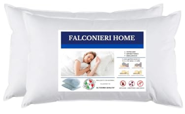 Falconieri Guanciale da letto Anatomico anallergico antibatterico antiacaro Coppia Cuscini Letto Foderati Con Fodera In Policotone Set Da 2 Pezzi