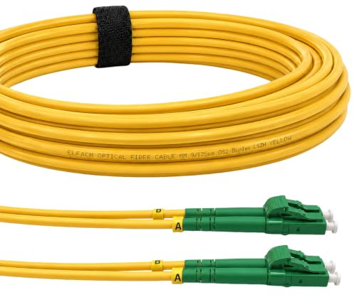 Elfcam® - 10m LWL Glasfaser-Kabel LC/APC auf LC/APC Stecker, Duplex Singlemode 9/125μm OS2 Patchkabel, Lichtwellenleiter LSZH (10M)