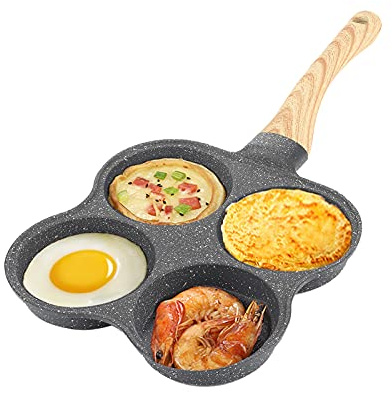 Tissting Non-Stick Frying Pan, Heat-Resistant Handle 4-Cup Egg Frying Pan Square Grill for Omelette Pancake Burger Aluminium Kitchen Breakfast