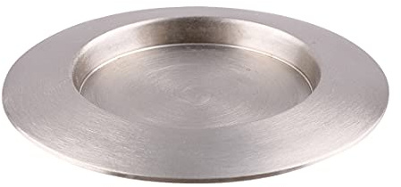 NKlaus Assiette à Bougie Ronde Ø13cm Laiton nickelé Porte-Bougie Argent Mat Soucoupe 10616