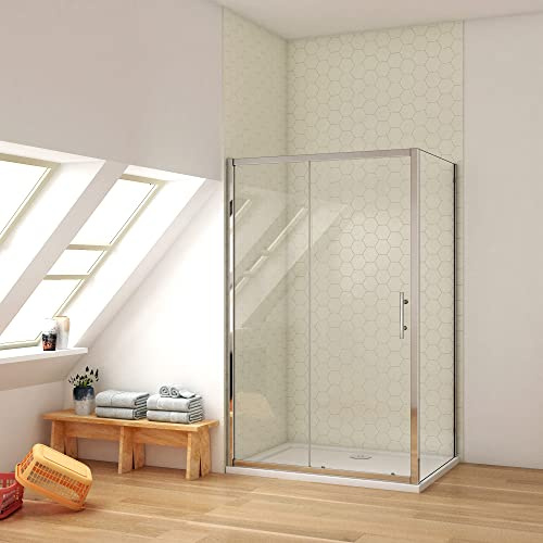Ducha Casa 120x80x185cm Mampara de ducha corredera tres hojas(una corredera y dos fias), 5mm cristal templadol, marco de aluminio cromado